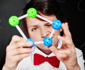 kid boy science model hands on learning bow tie